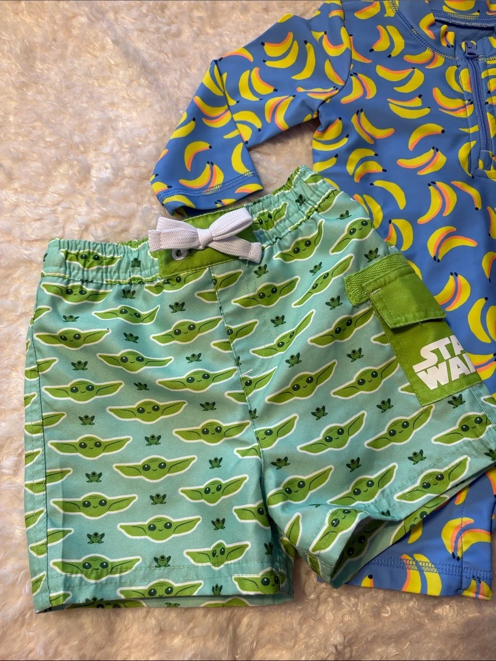 Swim Set Grogu Trunks 9-12M & 12-18M Banana Gap Long Sleeve Rash Guard